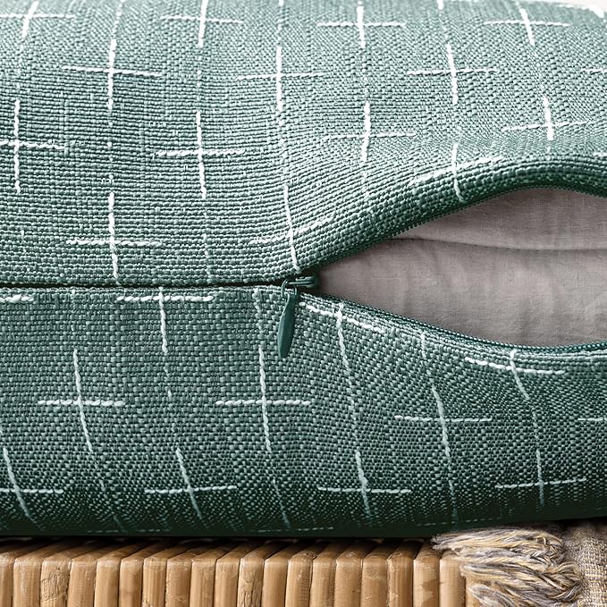 MIULEE Pack of 2 Decorative Burlap Linen Spring Throw Pillow Covers Modern Farmhouse Vintage Pillowcase Rustic Woven Textured Cushion Cover for Sofa Couch Bed 24x24 Inch Azure