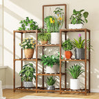 EnHomee Plant Stand, 8 Tiers Indoor Plant Stand for Multiple Plants Pot, Wood Plants Shelves for Living Room, Patio, Balcony, Yard, Garden, 34.3" W x 11.8" D x 47.2" H