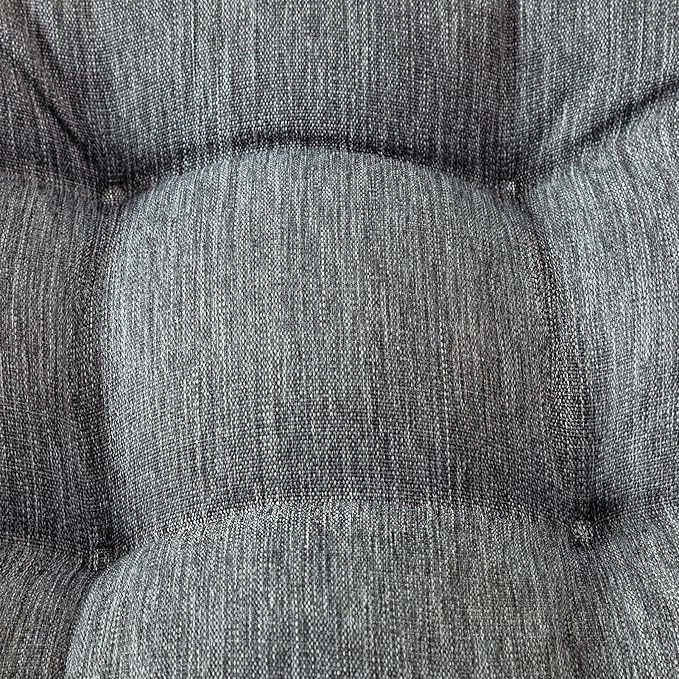 QILLOWAY Outdoor Seat/Back Chair Cushion Tufted Pillow, Spring/Summer Seasonal Replacement Cushions. (Charcoal Grey/Black)