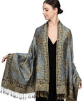 Achillea Reversible Paisley Pashmina Rave Scarf – Exotic Indian Shawls and Wraps for Evening Dresses, Festivals, All Seasons