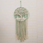 Macrame Wall Hanging Green and White Tree of Life Wall Art Decoration Home Decor Dream Catcher (X-Large)