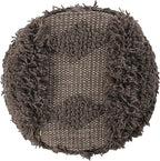 Dark Brown Handcrafted Wool & Cotton 16x16 Foot Stool - Boho Style Ottoman Foot Rest for Living Room