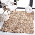 SAFAVIEH Area Rug 3x5 - Natural Fiber Collection - Natural Brown, Handmade Jute, Farmhouse Style, Chunky Textured Thick Pile (NF447A)