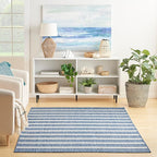 Nourison Home Positano Navy Ivory 4' x 6' Area Rug - Easy Clean, Non Shedding, Bed Room, Living Room, Dining Room, Kitchen (4' x 6')