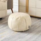 Louis Donné Unstuffed Pouf Ottoman Cover, 21Inch Moroccan Handmade Faux Leather Footstool Pouffe Ottomans Cover, Round Storage Pouf Stool Exotic Home Décor for Living Room Bedroom(ONLY Cover)