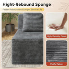 WLIVE 32'' Middle Sofa Seat of Cloud Sectional Couches for Living Room, Boneless Armless Chair, Memory Foam Corduroy, Grey
