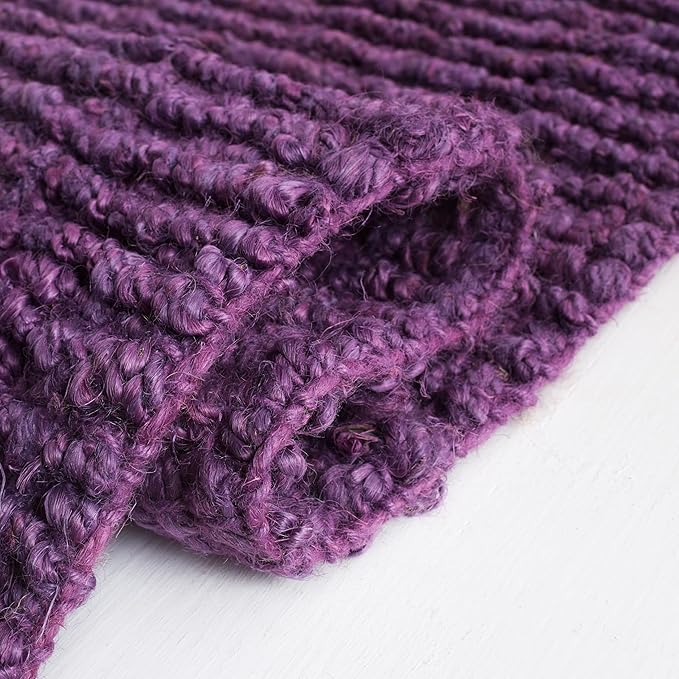 SAFAVIEH Area Rug 2x3 - Natural Fiber Collection - Purple, Handmade Jute, Farmhouse Style, Chunky Textured Thick Pile (NF447B)
