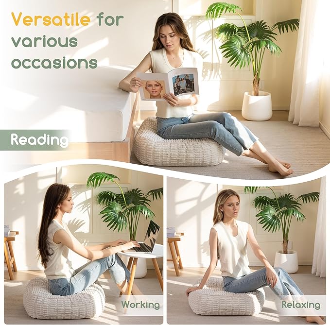 6" Washable Floor Pillow Cushion for Adults, Meditation Cushion Pillow, Removable Tufted Blended Corduroy Cover, Large Square Floor Sitting for Tatami Living Room or Yoga, 22x22 Inch, Machine Washable