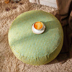 SUTAVIA Pouf Ottoman Cover Unstuffed Pouf Seat Decorative Soft Storage Bean Bag 20x20x8 Inches Floor Footrest for Living Room Bedroom (Blue Green, Round)