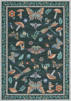 4 x 6 Rug Non-Slip Washable Carpet - Mushroom Soft Low-Pile Stain Resistant Foldable Rugs for Nursery Kitchen Bedroom Living Room Entryway Indoor Mat with Rubber Back Black