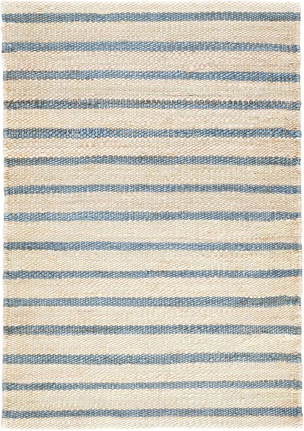Dash & Albert Moana Blue Stripe Handwoven Jute Rug, 4 X 6 Feet, Blue/Multicolored Stripe Pattern