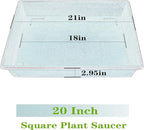 Square Plant Saucer 20 Inch 2 Pack, Large Plant Trays for Pots Heavy Duty Plastic Plant Saucers for Indoors Outdoors, Flower Pot No Holes Plant Lover Gardening Gifts