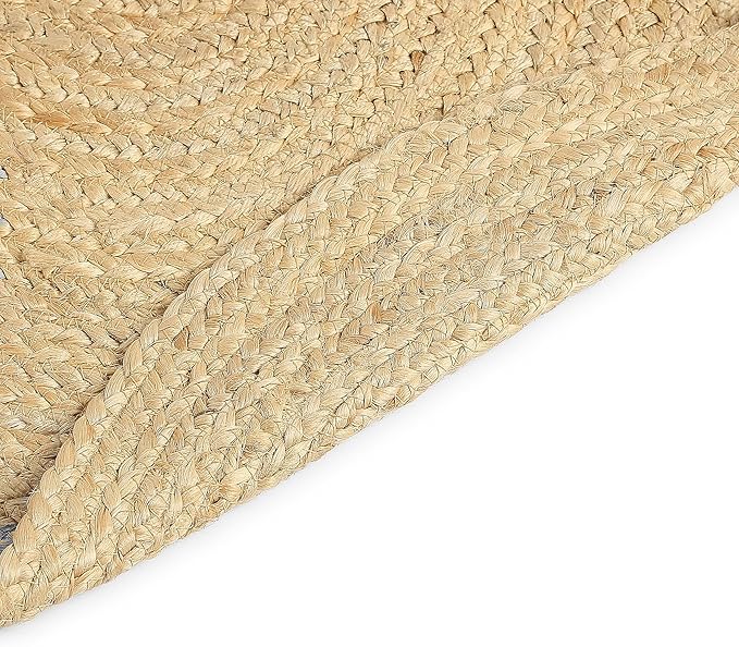 · REDEARTH · Oval Area Rug - 2'x3' Braided Natural Jute with Non-Skid Backing - Handwoven Boho Rug for Bedroom, Kitchen, Living Room - Farmhouse Aesthetic Home Decor - Durable Handmade Rug