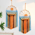 Artilady 2 Pack Macrame Sun Wall Decor Hanging Tapestry Sunshine Sunset Wall Art Set, Rustic Woven Tapestries Boho Dream Catcher Colorful Decor for Bedroom Living Room Nursery (Orange 2pcs)