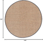 SAFAVIEH Area Rug 10' Round - Natural Fiber Collection - Large - Natural & Dark Grey, Seagrass, Basketweave Pattern with Border (NF114Q)