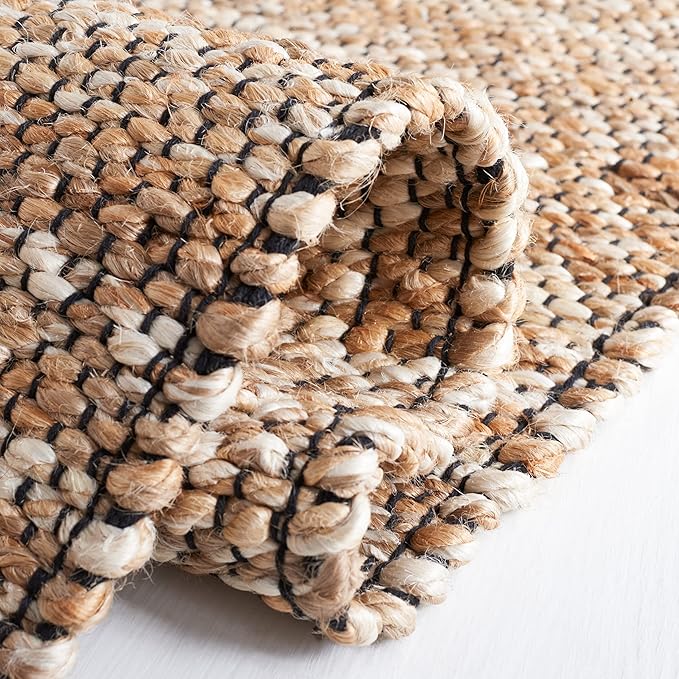 SAFAVIEH Natural Fiber Collection Area Rug - 5' x 8', Natural & Black, Handmade Farmhouse Boho Coastal Rustic Jute, Ideal for High Traffic Areas in Living Room, Bedroom (NF832A)