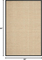 SAFAVIEH Area Rug 5x8 - Natural Fiber Collection - Natural & Black, Seagrass, Basketweave Pattern with Border (NF114C)