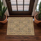 2x3 Area Rug Washable Entry Rug, Vintage Floral Thin Rug for Kitchen, Non-Slip Bathroom Small Rugs, Front Door Throw Rugs Indoor, Boho Entryway Decor (2x3 Goldenrod)