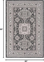 Rugs.com Outdoor Aztec Collection Rug – 5' x 8' Charcoal Gray Flatweave Rug Perfect for Living Rooms, Large Dining Rooms, Open Floorplans