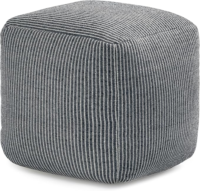 Anji Mountain Pouf Ottoman Foot Rest, Handmade Ottoman Pouf, Comfortable Foot Stool, Decorative Floor Seating for Living Room Decor, Bedroom & Home Décor Accent - Gray Maze