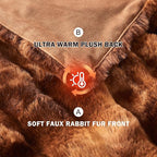 EMME Faux Fur Blanket Queen Size Tie Dye Dark Brown - Big Bubble Rabbit Cozy Blanket for Couch, Thick Furry Plush Shaggy Blankets, 650GSM, 90x90 Inches