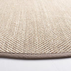 SAFAVIEH Area Rug 6' Round - Natural Fiber Collection - Marble & Khaki, Sisal, Woven Design with Border (NF143E)