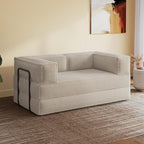 WLIVE 87'' Futon Sofa Bed, Convertible Sleeper Sofa, Folding Pull Out Couch Boneless Mattress with Fixed Frame, Corduroy, Beige