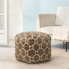 Anji Mountain Pouf Ottoman Foot Rest, Handmade Ottoman Pouf, Comfortable Foot Stool, Decorative Floor Seating for Living Room Decor, Bedroom & Home Décor Accent - Brown