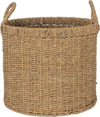 Household Essentials Round Seagrass Basket with Handles, Natural