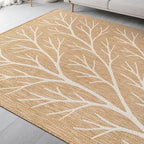 Washable Indoor Outdoor Rug 5x7 Modern Area Rugs Branch Pattern Non Shedding Waterproof Easy Clean Patio Deck Porch Living Room Bedroom Garden RV (5 X 7 Natural)