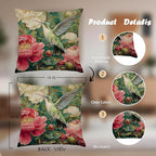 Vintage William Morris Hummingbird Pillow Cover 18x18 Set of 2,Rustic Green Hummingbird Bird Animal Floral Botanical Print Decorative Throw Pillow Covers for Home Bedroom Living Room