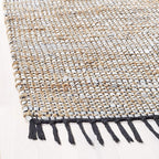 SAFAVIEH Vintage Leather Collection Area Rug - 6' x 9', Silver, Handmade Boho Fringe Leather & Jute, Ideal for High Traffic Areas in Living Room, Bedroom (VTL203G)