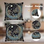 Vintage Dark William Morris Moon Night Forest Decor Pillow Covers 18x18 Set of 2,Black Forest Decor,Dark Dcademia Floral Decorative Throw Pillow Covers for Home Bedroom Living Room