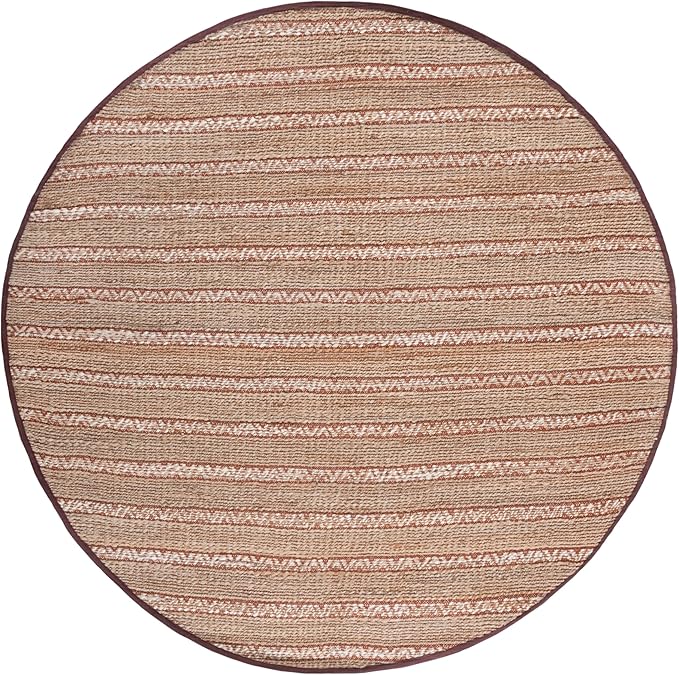 SAFAVIEH Natural Fiber Collection Area Rug - 7' Round, Rust & Natural, Flatweave Jute & Cotton, Ideal for The Entryway, Living Room, Foyer, Bedroom (NFB655P)