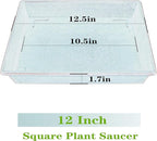 Square Plant Saucer 12 Inch 5 Pack, Plant Stand Plant Trays for Pots Heavy Duty Plastic Plant Saucers for Indoors Outdoors, Flower Pot No Holes Plant Lover Gardening Gifts