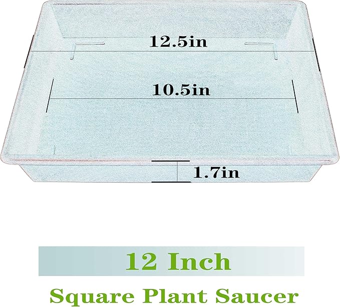 Square Plant Saucer 12 Inch 5 Pack, Plant Stand Plant Trays for Pots Heavy Duty Plastic Plant Saucers for Indoors Outdoors, Flower Pot No Holes Terracotta Plant Lover Gardening Gifts