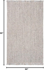 SAFAVIEH Natural Fiber Collection Area Rug - 5' x 8', Grey & Natural, Handmade Woven Fringe Jute, Ideal for High Traffic Areas in Living Room, Bedroom (NF826F)
