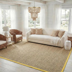 SAFAVIEH Area Rug 8x10 - Natural Fiber Collection - Large - Natural & Gold, Seagrass, Basketweave Pattern (NF114X)