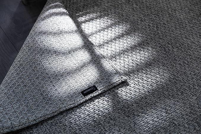 CAMILSON Easy Jute Rug 4x6, Indoor Outdoor Gray Color Farmhouse Area Rugs for Living Room Patio and Kitchen Rug, Solid Boho Woven Design, Easy-Cleaning, Washable Outside Carpet Alfombras (4 x 6)