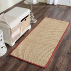 SAFAVIEH Natural Fiber Collection Runner Rug - 2'6" x 10', Natural & Red, Seagrass, Basketweave Pattern with Border (NF114D)