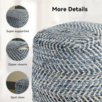 Signature Design by Ashley Chevron Handmade Woven Pouf 18 x 18, Blue and White