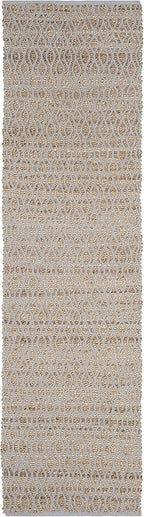 SAFAVIEH Cape Cod Collection Runner Rug - 2'3" x 8', Silver & Natural, Handmade Flat Weave Jute, Ideal for High Traffic Areas in Living Room, Bedroom (CAP821J)