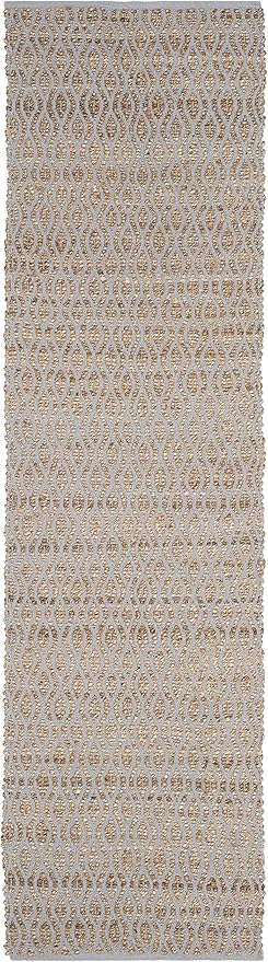 SAFAVIEH Cape Cod Collection Runner Rug - 2'3" x 8', Silver & Natural, Handmade Flat Weave Jute, Ideal for High Traffic Areas in Living Room, Bedroom (CAP821J)
