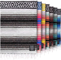 Hydration Nation Authentic Extra Large Mexican Blanket (70"x50") - Handwoven Yoga, Serape- Artisanal Falsa, Beach, Camping, Picnic, Outdoor(Gray)