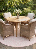 Rugs.com Outdoor Aztec Collection Rug – 3 Ft Round Pink Flatweave Rug Perfect for Kitchens, Dining Rooms