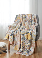 Serafina Home Throw Blanket: Velvelty Soft, Durable Fleece Accent for Bed or Couch (Yellow Paisley, 50 x 70 inches)