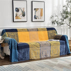 Bohemian Throw Blanket for Couch，Colorful Chenille Tassels Boho Woven Hippie Bed Blankets for Couch Sofa Chair Recliner Loveseat, Bohemian Fringe Tassels Decor Home (86" x 103")