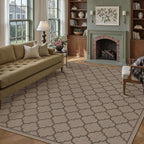 6x9 Geometric Figure Easy Jute Area Rug for Living Room Large Scalloped Washable Indoor Outdoor Carpet Farmhouse Patio Office Mat Geometric Non Slip Black Carpet for Backyard Dining Room