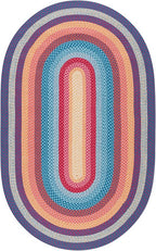 SAFAVIEH Washable Rug Outdoor Braided Collection - 4' x 6' Oval, Red & Orange, Handmade & Reversible, Non-Shedding & Easy to Clean, Ideal for Patio, Backyard, Mudroom (BRD308Q)