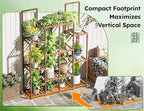 EnHomee 10 Tiers Plant Stand, Indoor Plant Stand with 14-18 Pots, Wood Plants Shelves for Living Room, Patio, Balcony, Yard, Garden, 44.8''W×11.6''D×47''H